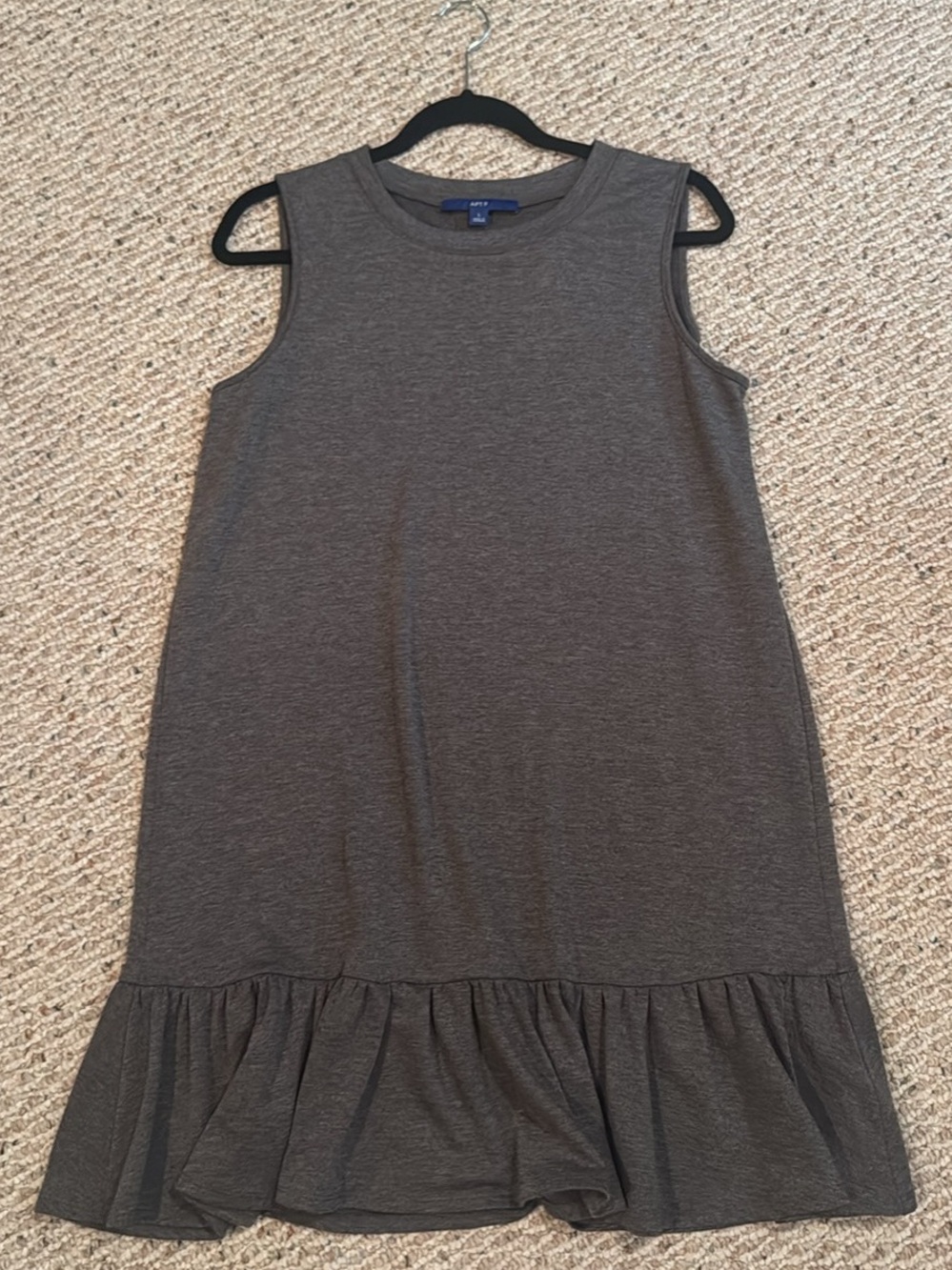 Sleeveless Ruffle-Hem Dress in Dark Gray